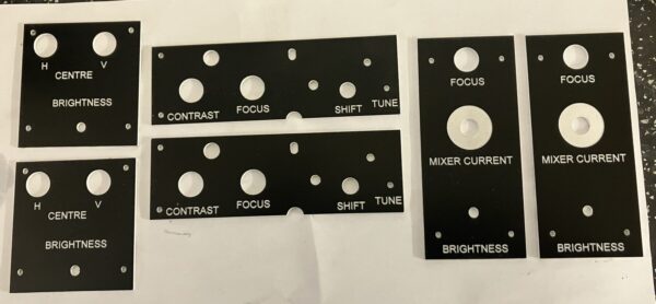 Black background, White text label set