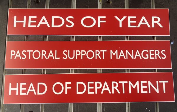 300W x 75Hmm red-White door signage