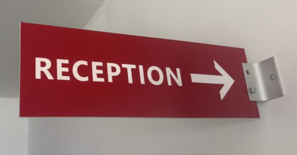 Reception with arrow right Double Sided Reception Sign 1