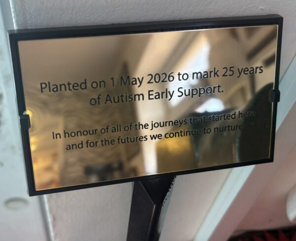 Close up of UV Gold label for stake insert